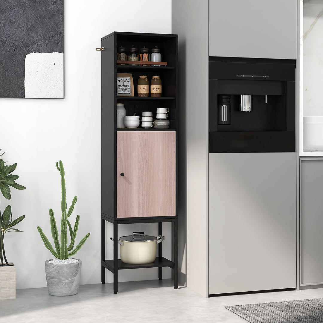 Tall Storage Cabinet with Adjustable Shelf and Bottom Storage