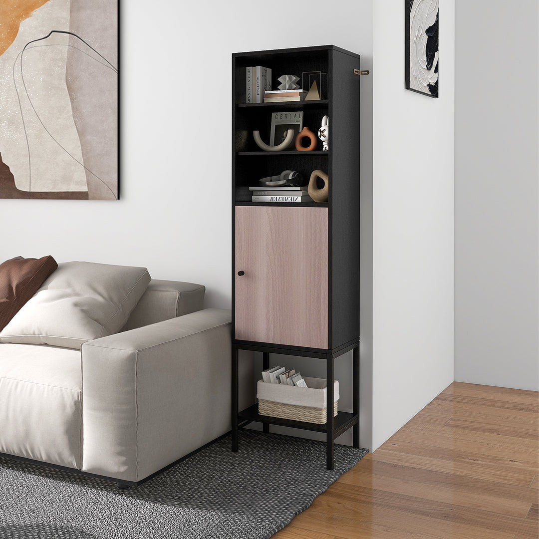 Tall Storage Cabinet with Adjustable Shelf and Bottom Storage