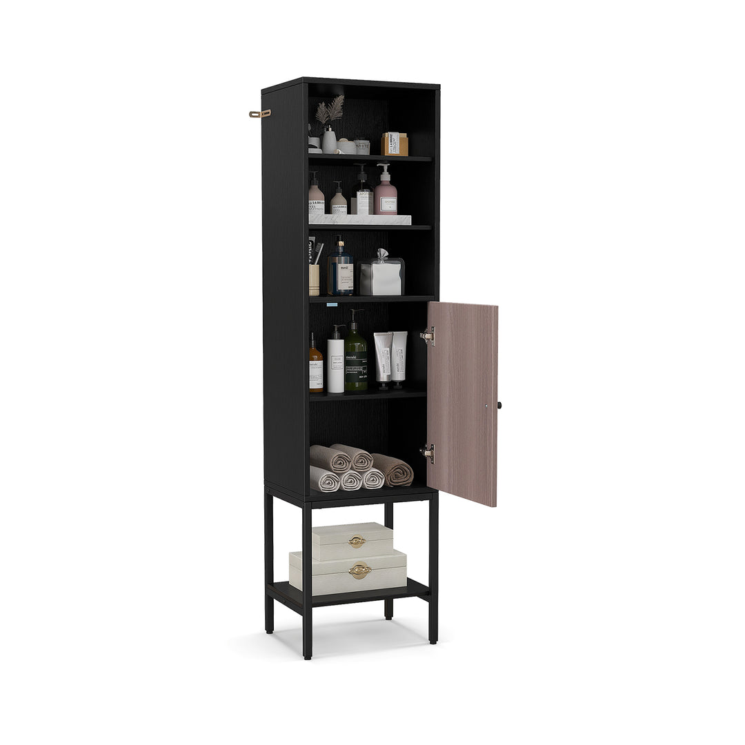 Tall Storage Cabinet with Adjustable Shelf and Bottom Storage