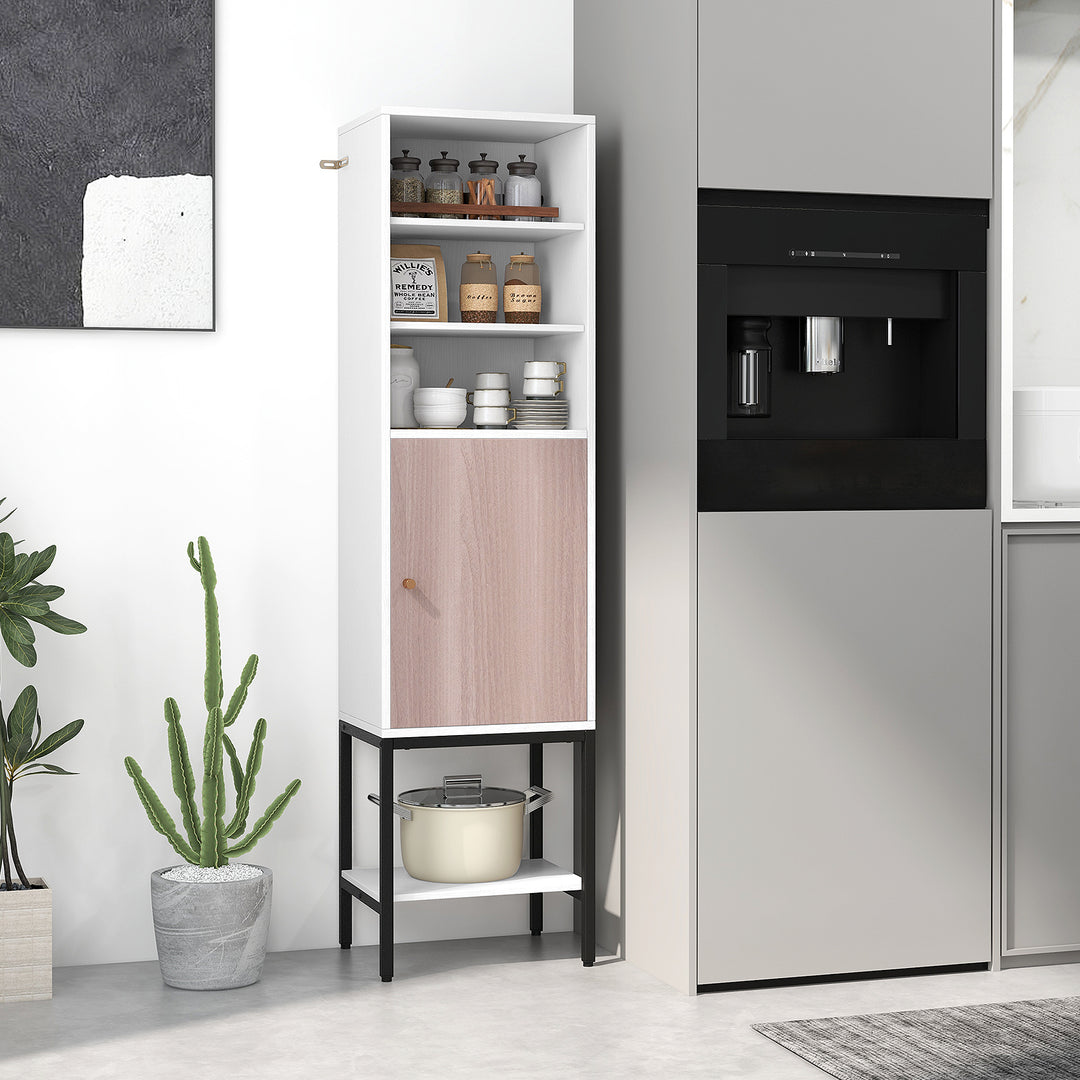 Tall Storage Cabinet with Adjustable Shelf and Bottom Storage