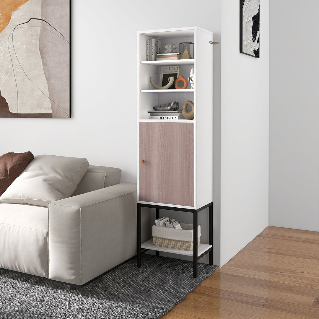 Tall Storage Cabinet with Adjustable Shelf and Bottom Storage