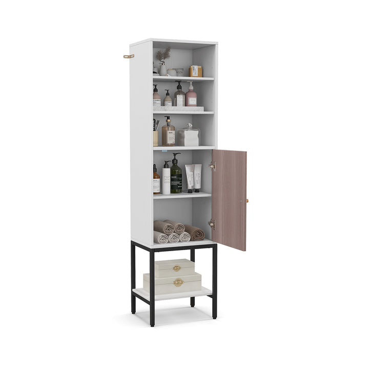 Tall Storage Cabinet with Adjustable Shelf and Bottom Storage