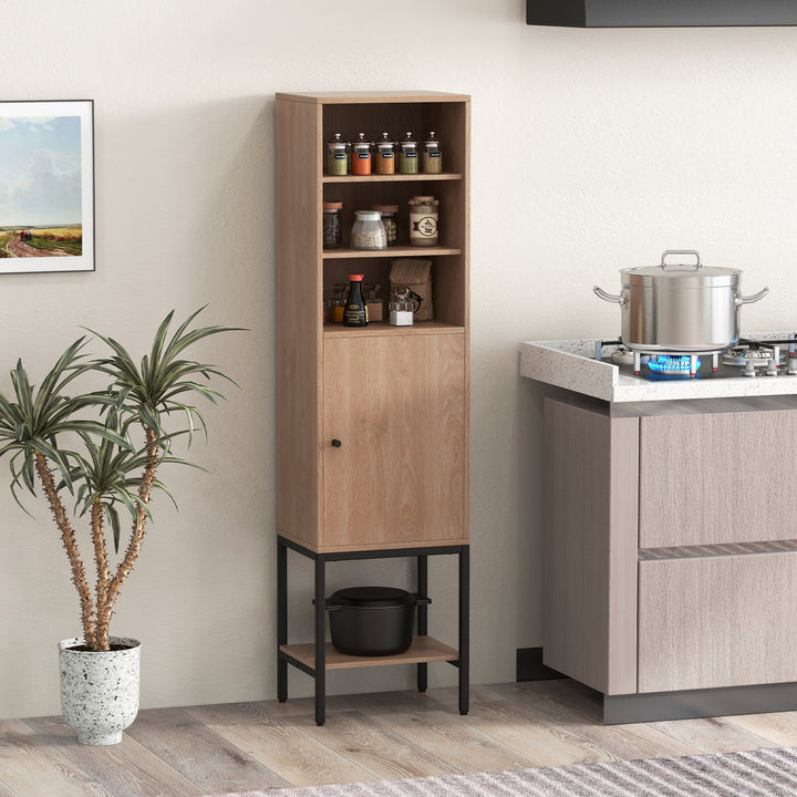 Tall Storage Cabinet with Adjustable Shelf and Bottom Storage