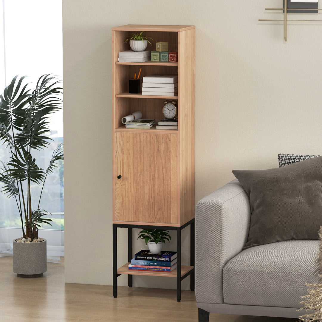 Tall Storage Cabinet with Adjustable Shelf and Bottom Storage