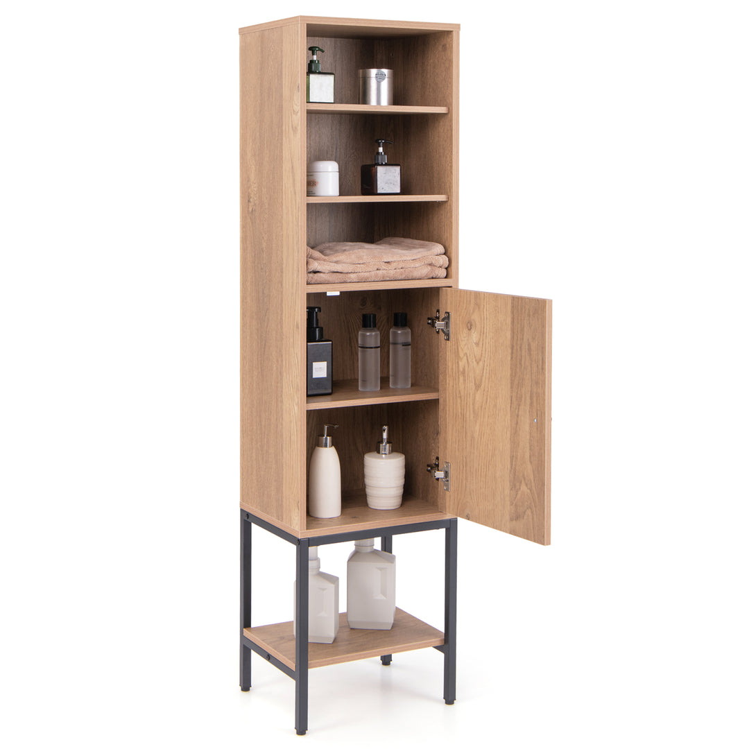 Tall Storage Cabinet with Adjustable Shelf and Bottom Storage