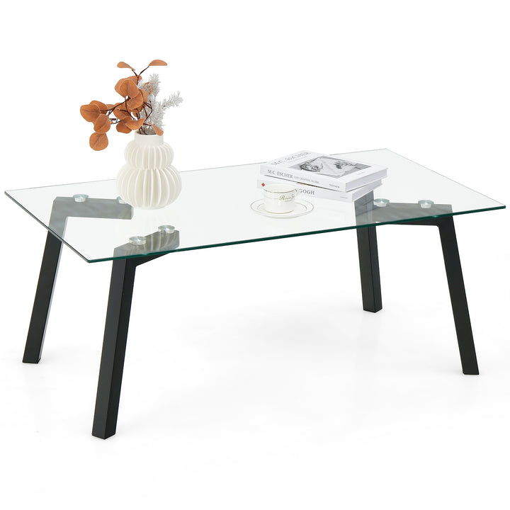 Tempered Glass Coffee Table with Metal Legs for Home Office - TidySpaces