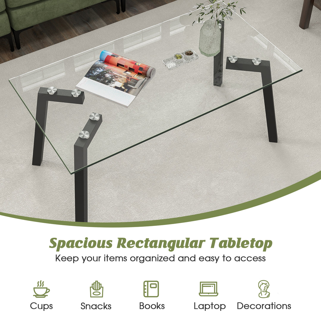 Tempered Glass Coffee Table with Metal Legs for Home Office - TidySpaces