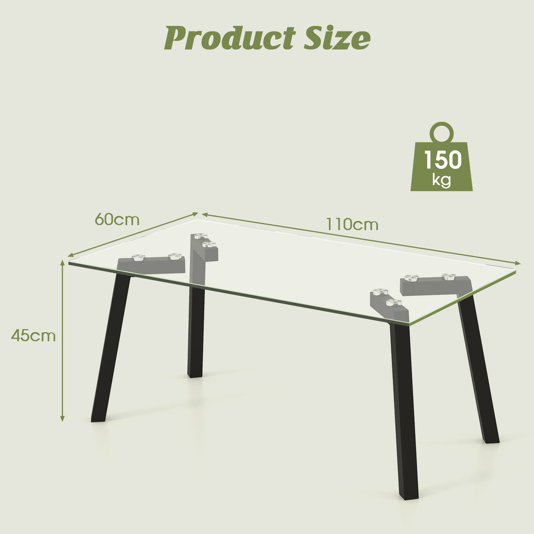 Tempered Glass Coffee Table with Metal Legs for Home Office - TidySpaces