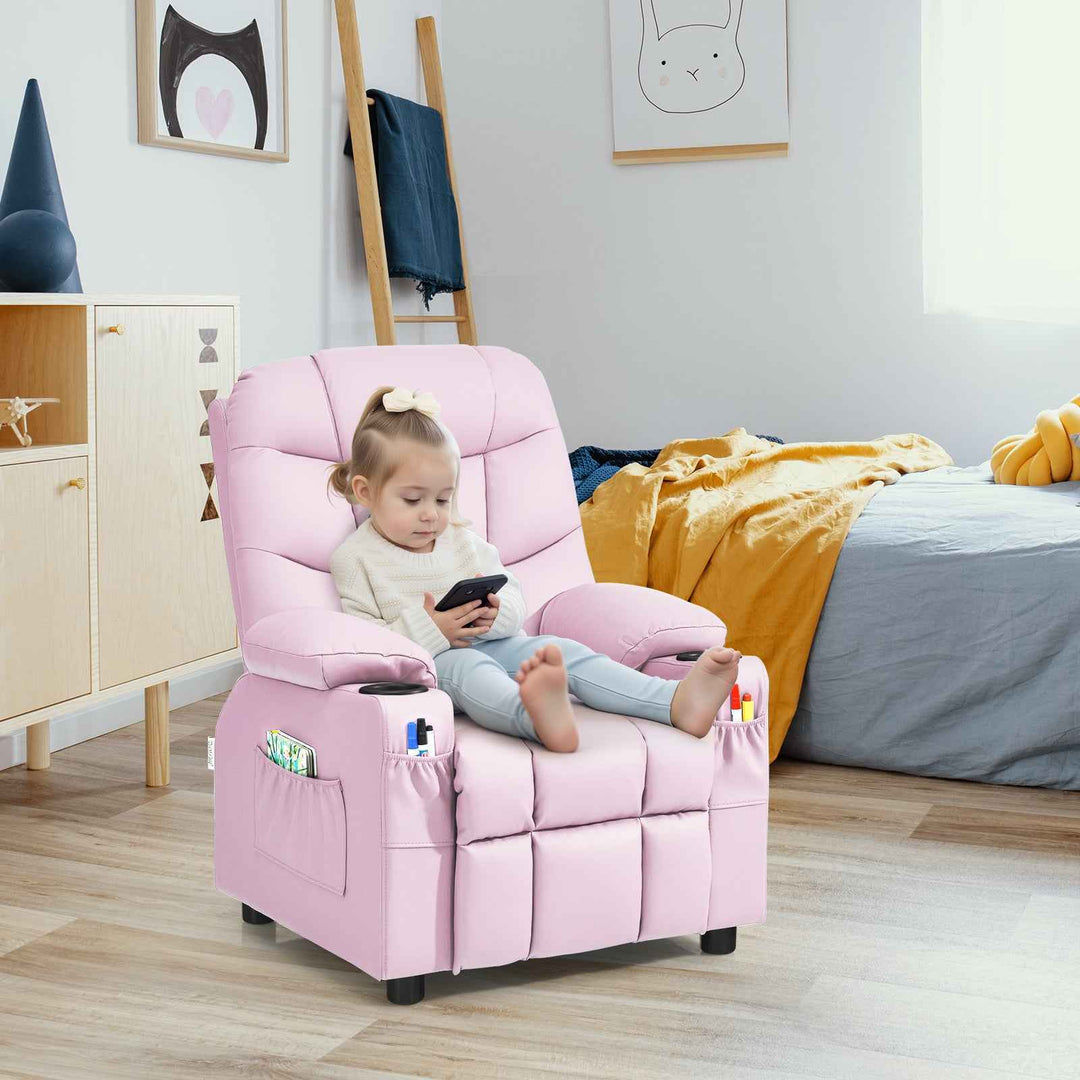 Kids Youth Toddler Upholstered Lounge Recliner Chair with Footrest for Comfortable Seating