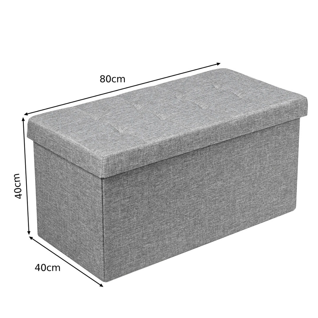 Fabric Foldable Storage Ottoman with Padded Seat for Living Room Dark - TidySpaces