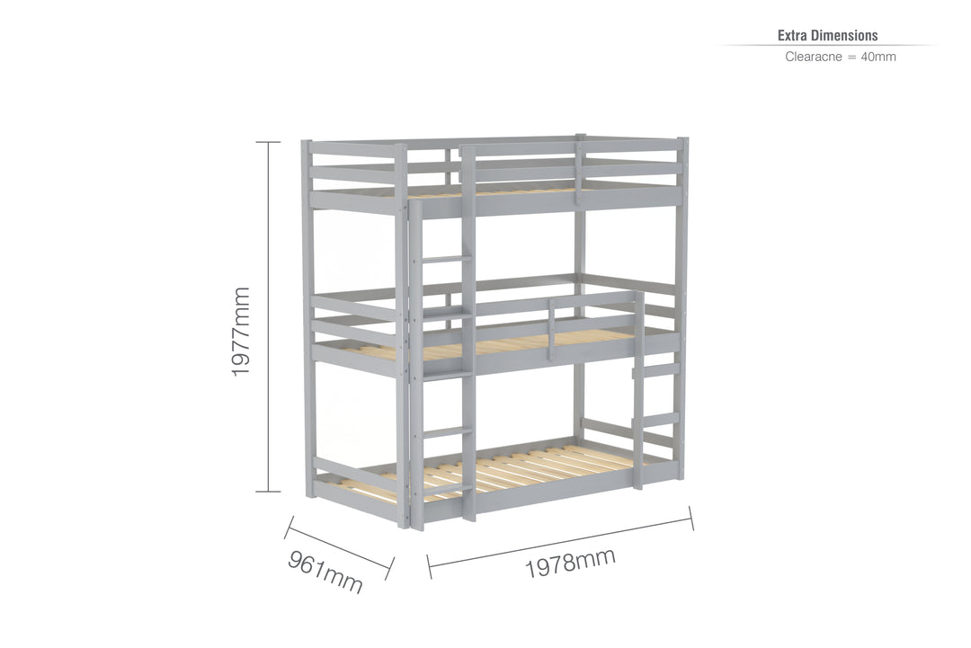 Tressa Triple Bunk Bed with Contemporary Design for Space Saving Solutions