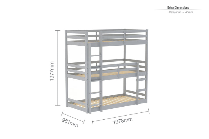 Tressa Triple Bunk Bed with Contemporary Design for Space Saving Solutions