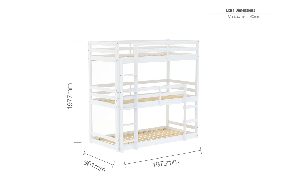 Tressa Triple Bunk Bed with Contemporary Design for Space Saving Solutions