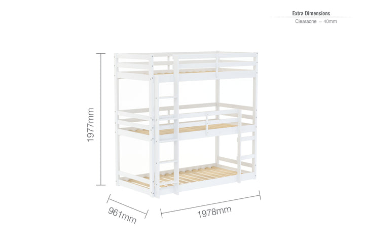 Tressa Triple Bunk Bed with Contemporary Design for Space Saving Solutions
