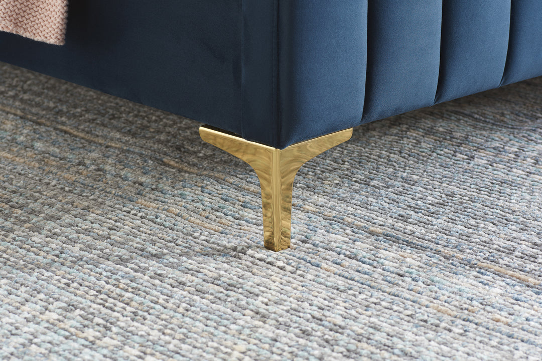 Luxurious Velvet Bed Frame in Midnight Blue with Elegant Tufting Design
