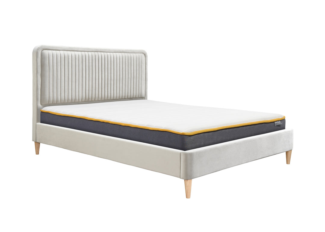 Luxurious Velvet Bed Frame in Midnight Blue with Elegant Tufting Design