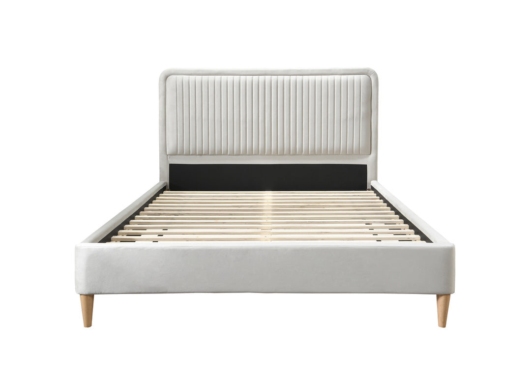 Luxurious Velvet Bed Frame in Midnight Blue with Elegant Tufting Design