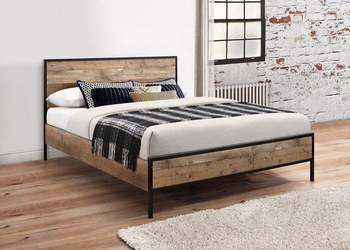 Urban Metal Bed Frame with Solid Slatted Base for Industrial Chic Bedrooms