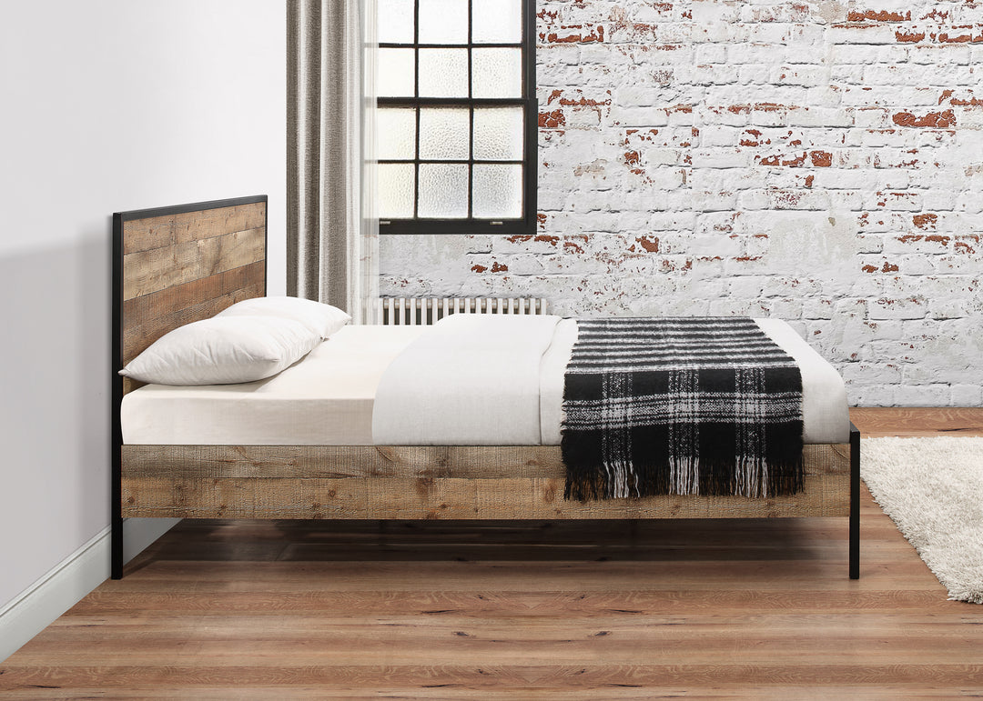 Urban Metal Bed Frame with Solid Slatted Base for Industrial Chic Bedrooms