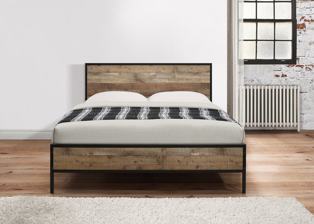 Urban Metal Bed Frame with Solid Slatted Base for Industrial Chic Bedrooms
