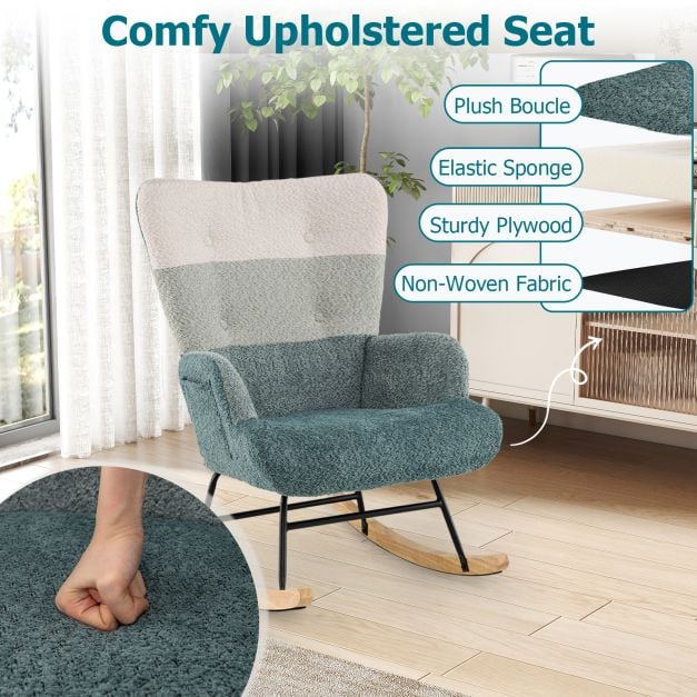 Upholstered Boucle Fabric Nursing Armchair for Bedroom