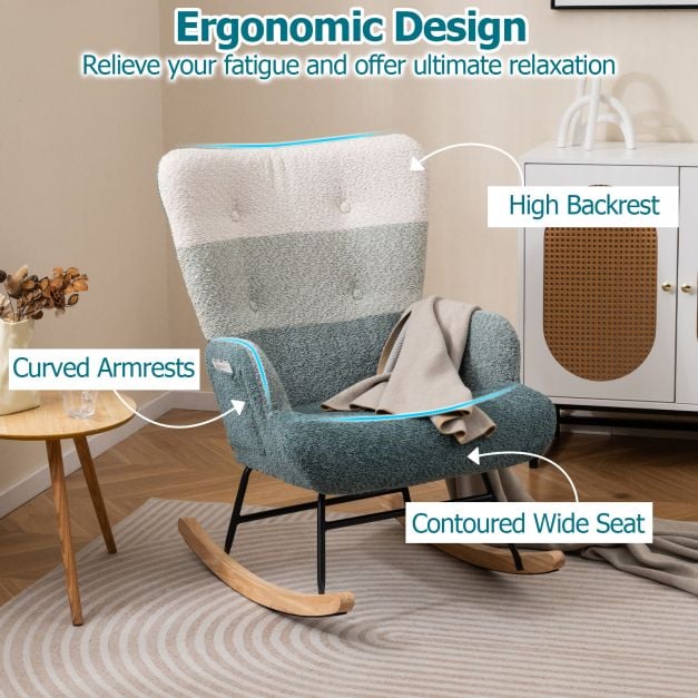 Upholstered Boucle Fabric Nursing Armchair for Bedroom