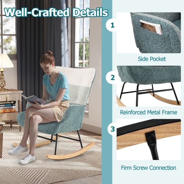 Upholstered Boucle Fabric Nursing Armchair for Bedroom