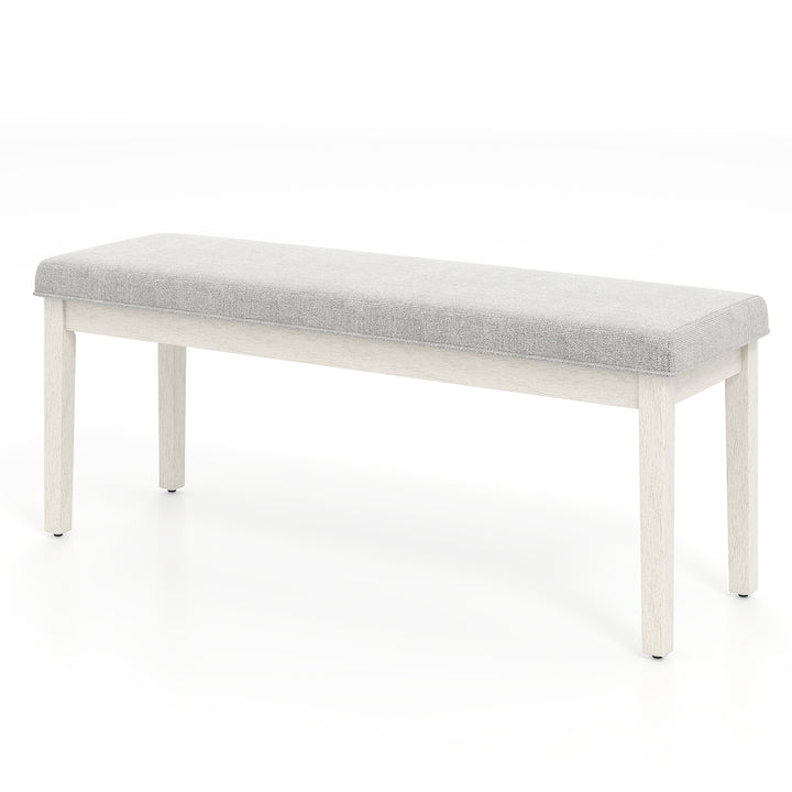Upholstered Grey Dining Bench Shoe Bench with Rubber Wood Legs