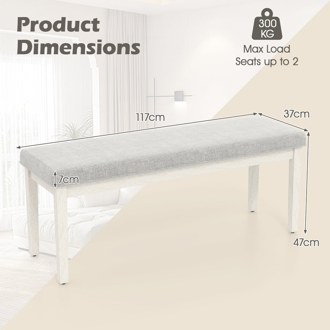 Upholstered Grey Dining Bench Shoe Bench with Rubber Wood Legs