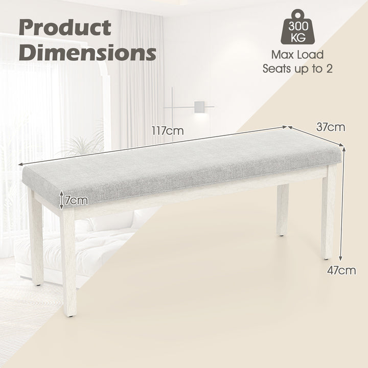 Upholstered Grey Dining Bench Shoe Bench with Rubber Wood Legs