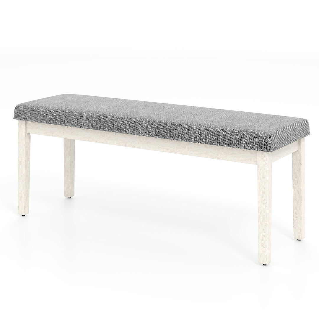 Upholstered Grey Dining Bench Shoe Bench with Rubber Wood Legs