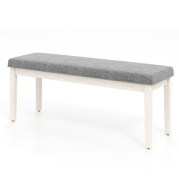Upholstered Grey Dining Bench Shoe Bench with Rubber Wood Legs