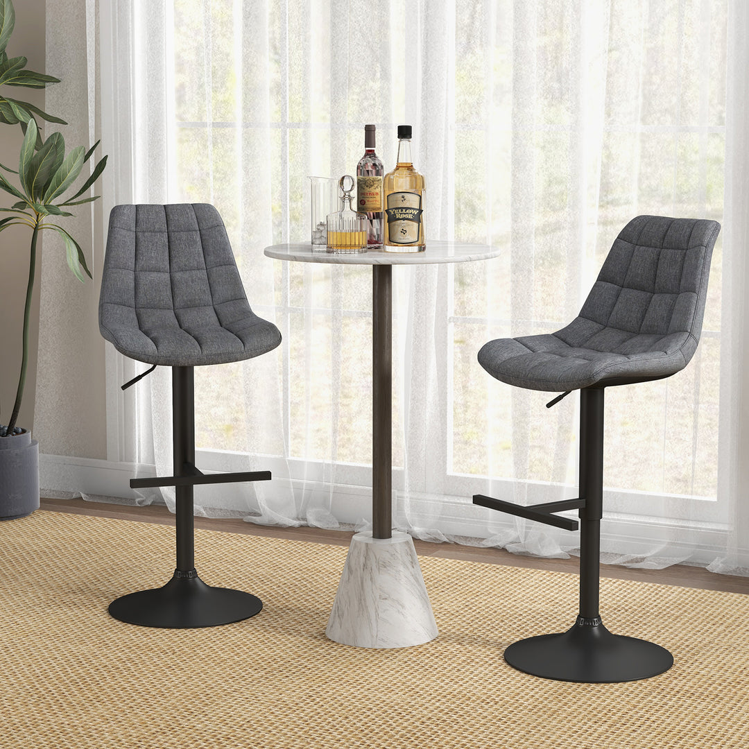 Upholstered Height Adjustable Bar Stools Set of 2 with Fabric Backrest - TidySpaces