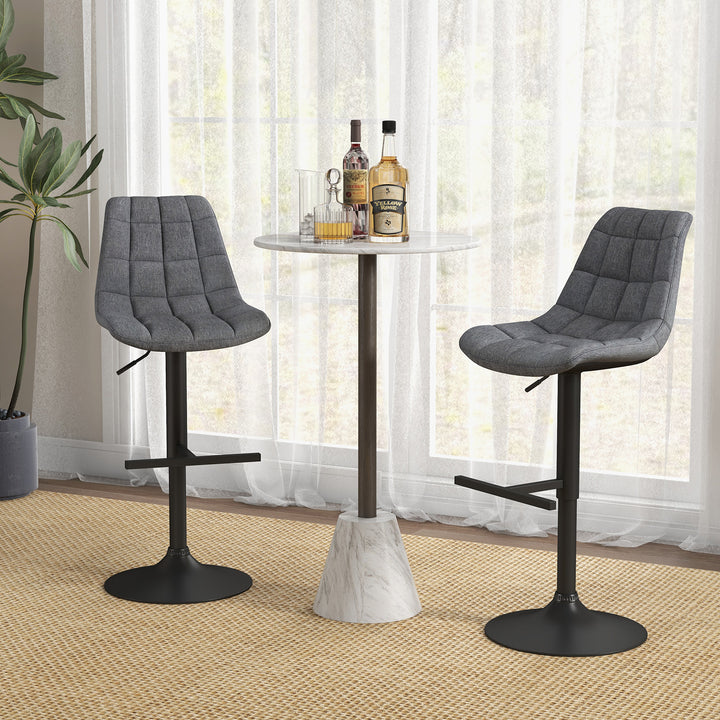 Upholstered Height Adjustable Bar Stools Set of 2 with Fabric Backrest - TidySpaces
