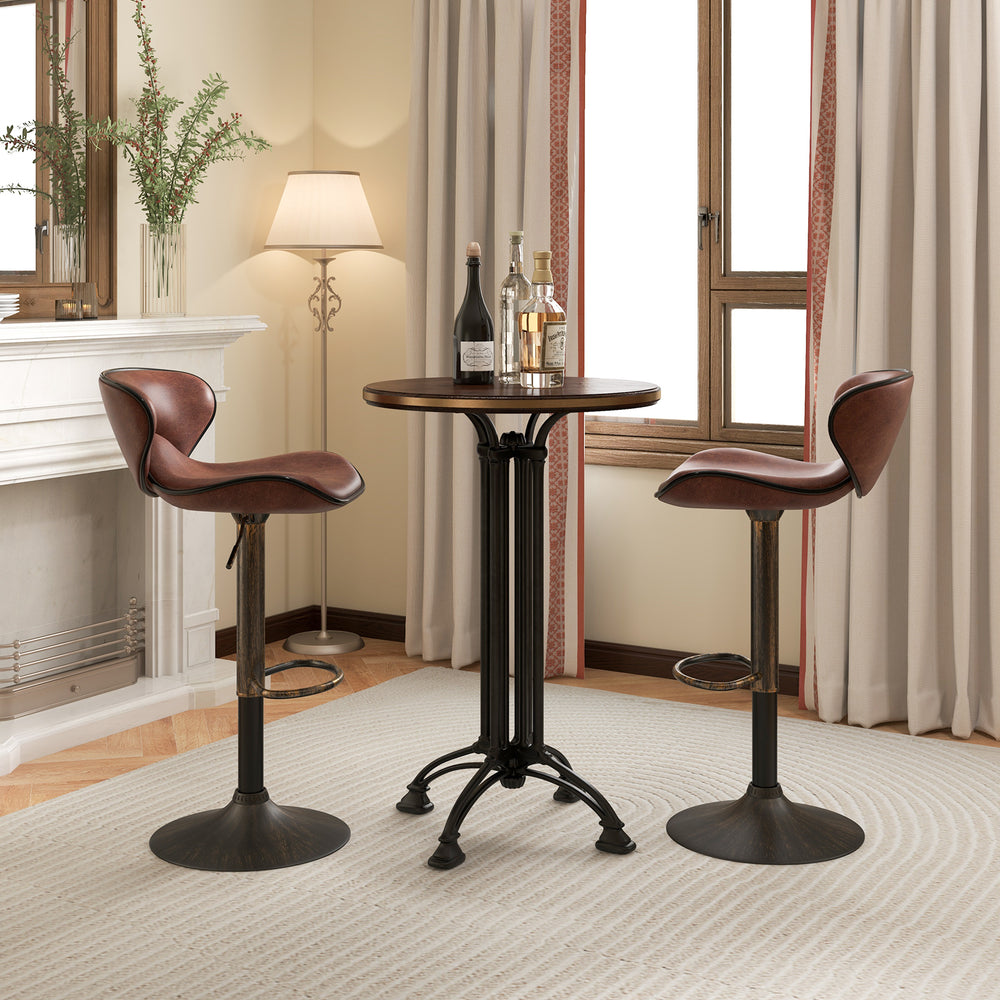 Upholstered Height adjustable Bar Stools Set of 2 with Backrest and Metal Frame Rustic - TidySpaces