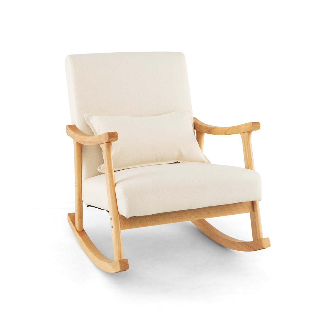 Upholstered Rocking Chair Modern Rocker with Rubber Wood Frame - TidySpaces