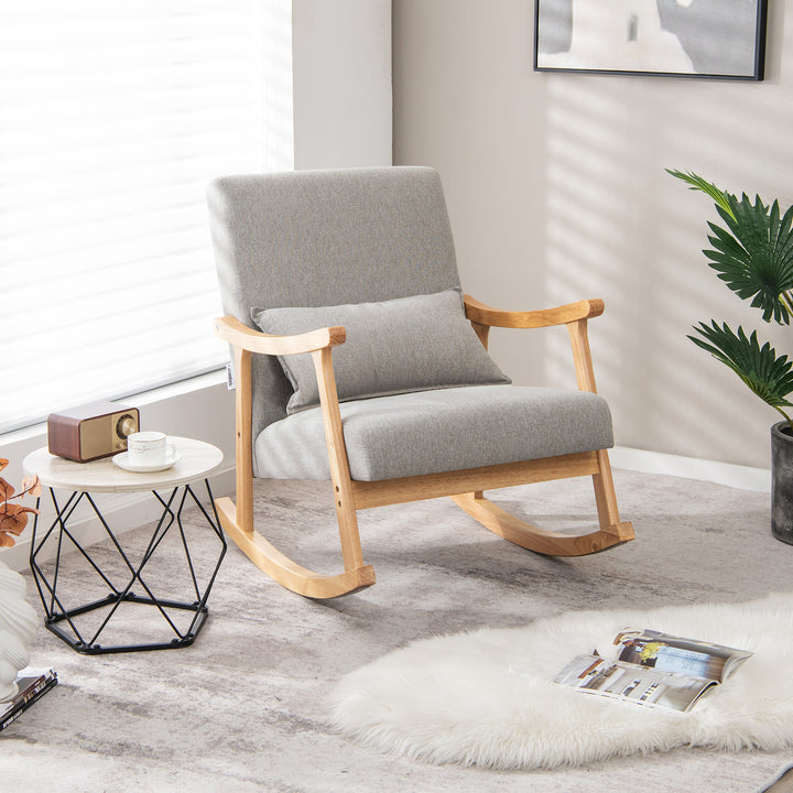 Upholstered Rocking Chair Modern Rocker with Rubber Wood Frame - TidySpaces