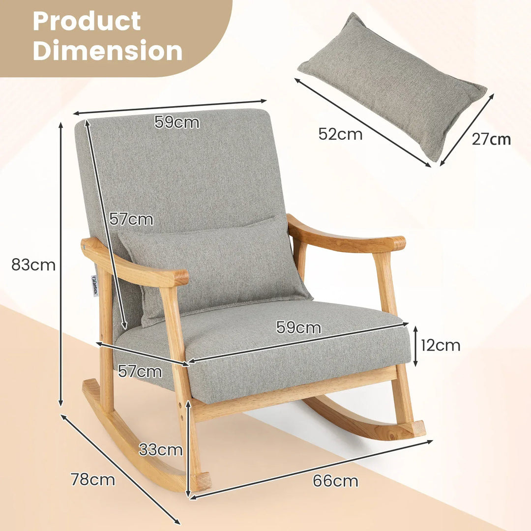 Upvc Rocker Upholstered Rocking Chair Modern Rocker with Rubber Wood Frame – TidySpaces