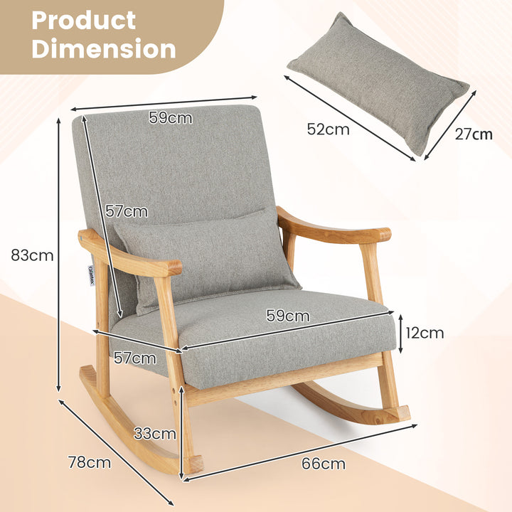 Upholstered Rocking Chair Modern Rocker with Rubber Wood Frame - TidySpaces