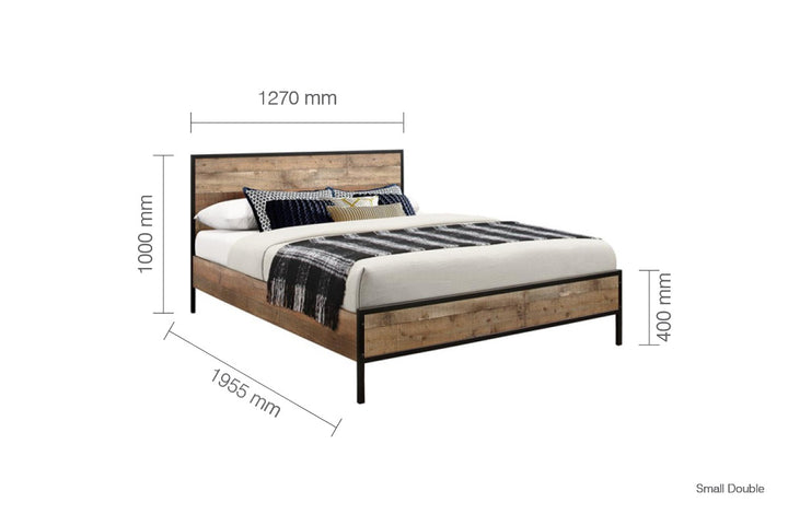 Urban Metal Bed Frame with Solid Slatted Base for Industrial Chic Bedrooms
