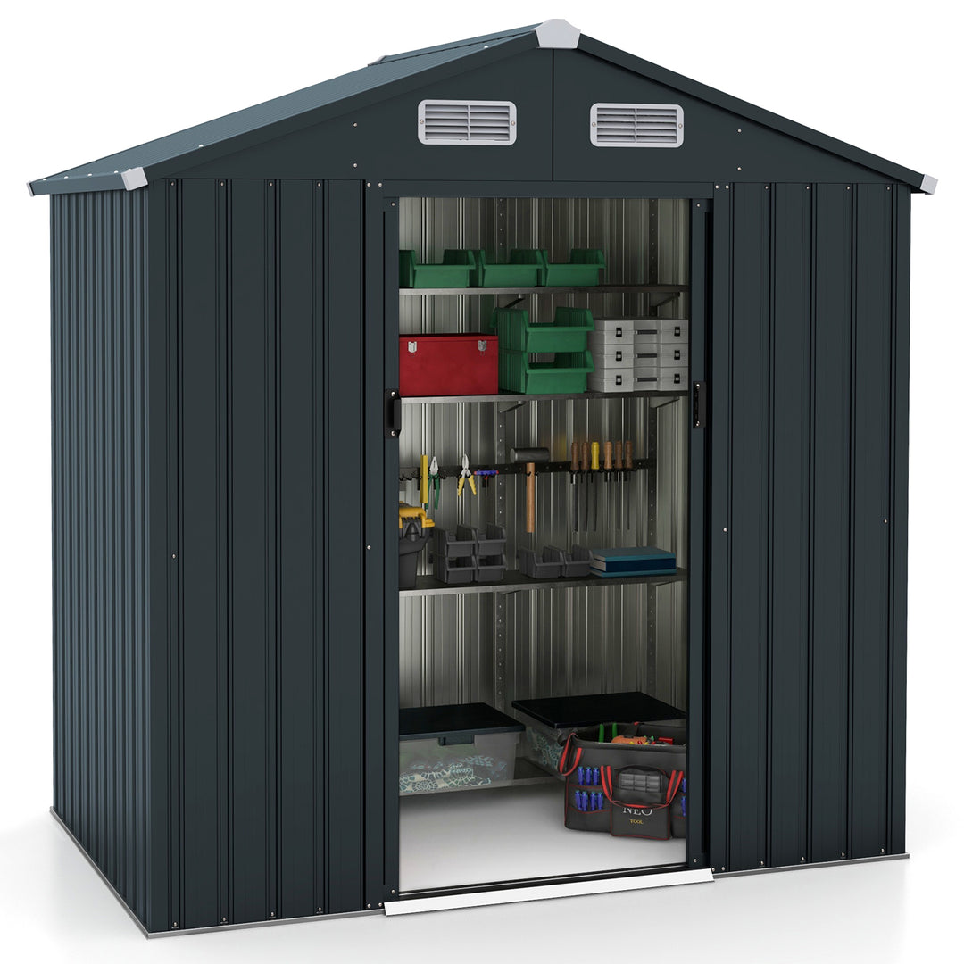 Utility Tool House Garden Storage Shed with Sloping Roof and Air Vents-Grey - TidySpaces