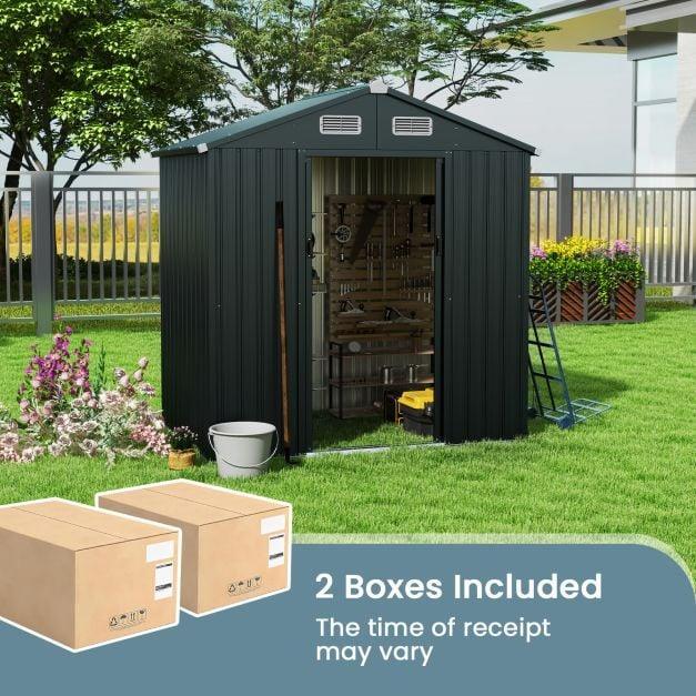 Utility Tool House Garden Storage Shed with Sloping Roof and Air Vents-Grey - TidySpaces