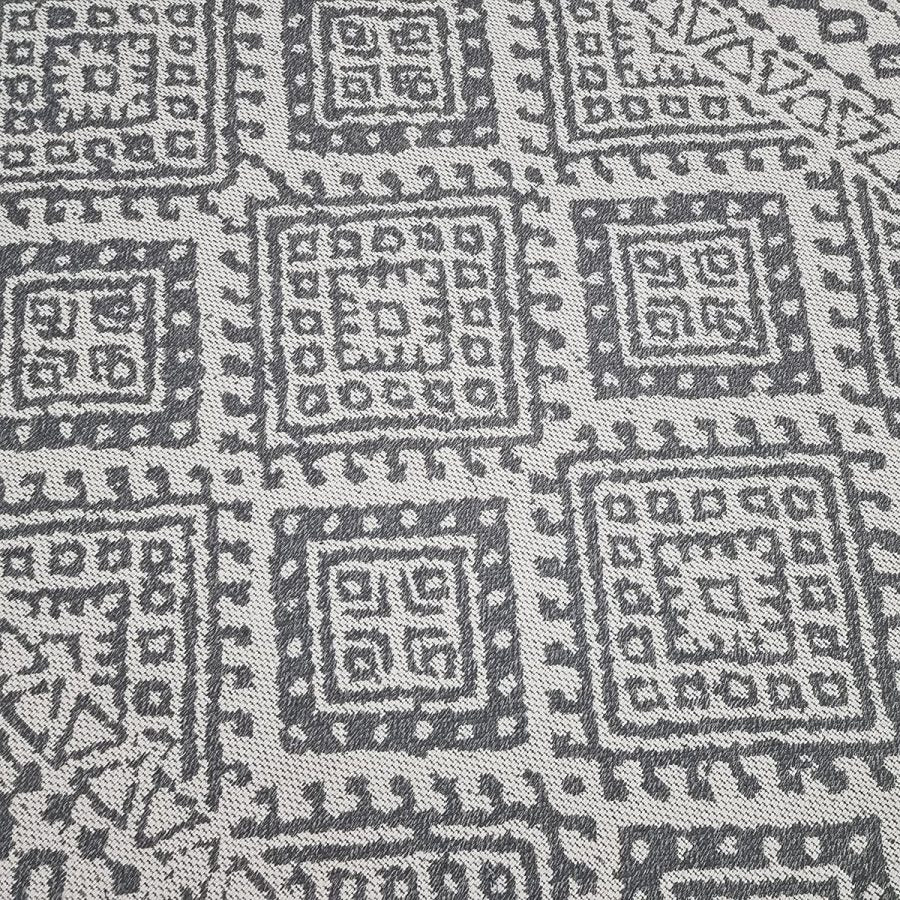 Cotton Rug Cream Aztec Grey Pattern with Tassels - TidySpaces