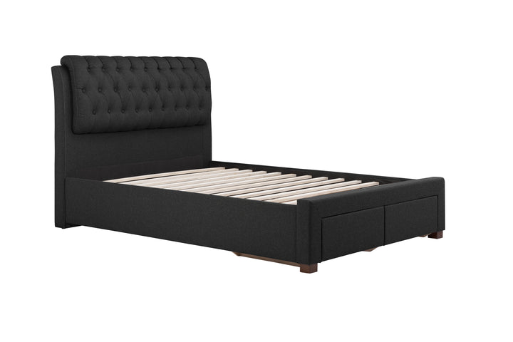 Valentino Upholstered Bed with Buttoned Headboard and Storage Drawers