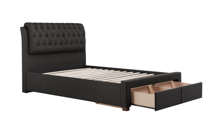 Valentino Upholstered Bed with Buttoned Headboard and Storage Drawers