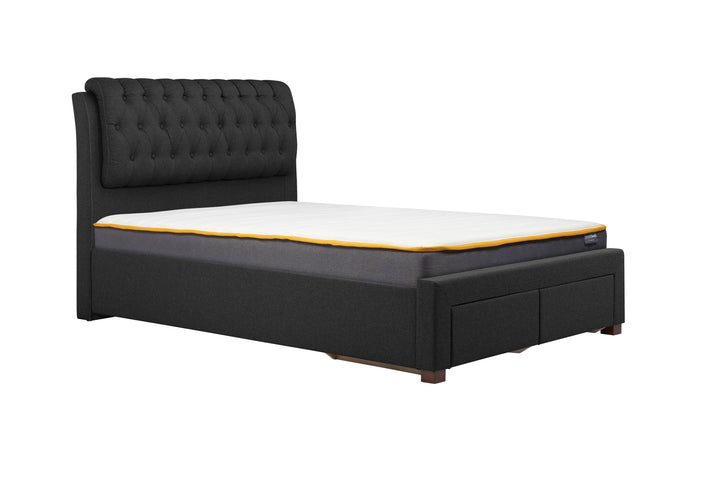 Valentino Upholstered Bed with Buttoned Headboard and Storage Drawers