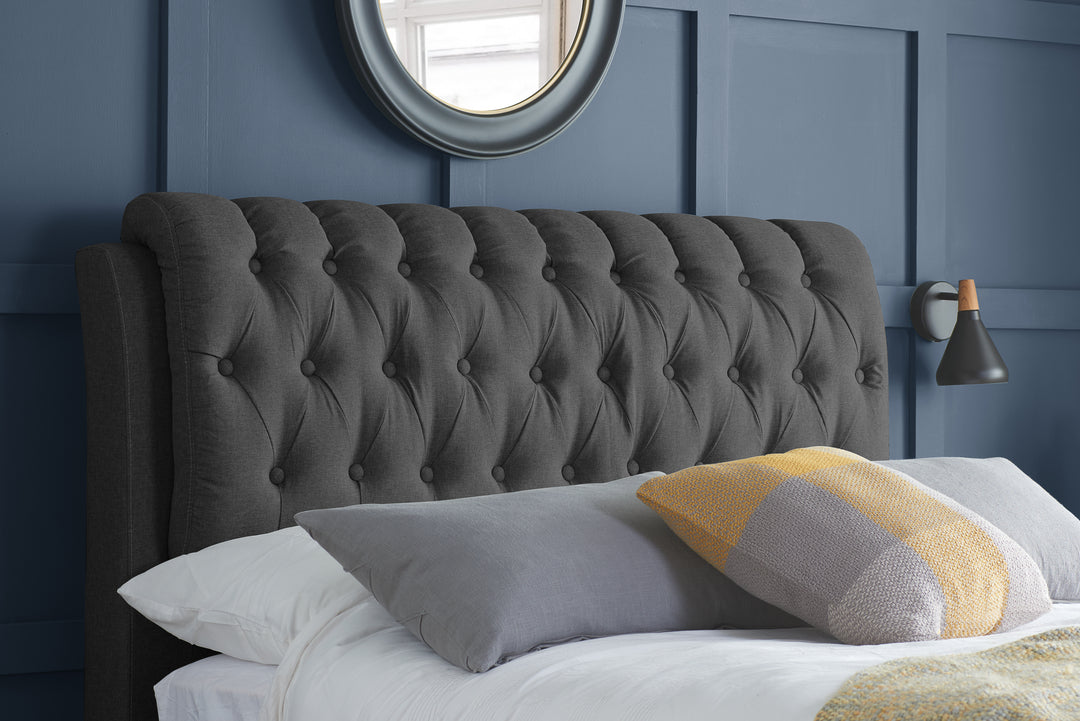 Valentino Upholstered Bed with Buttoned Headboard and Storage Drawers