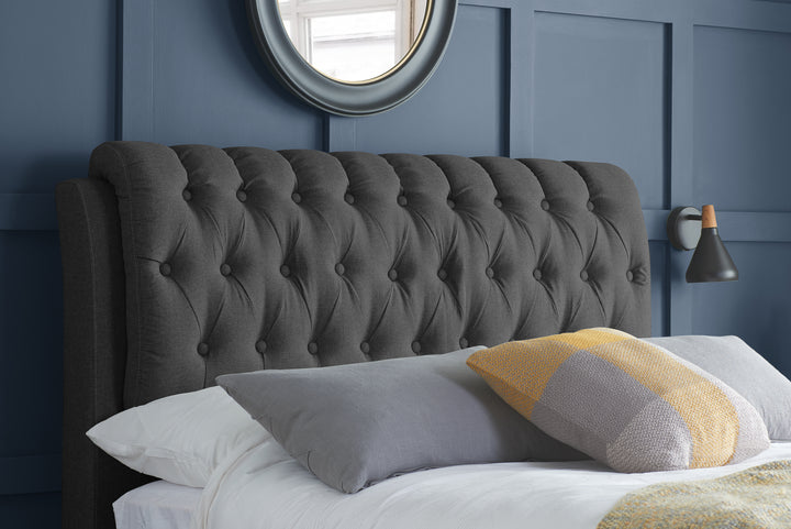 Valentino Upholstered Bed with Buttoned Headboard and Storage Drawers