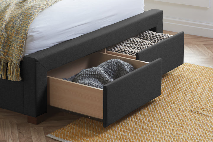 Valentino Upholstered Bed with Buttoned Headboard and Storage Drawers