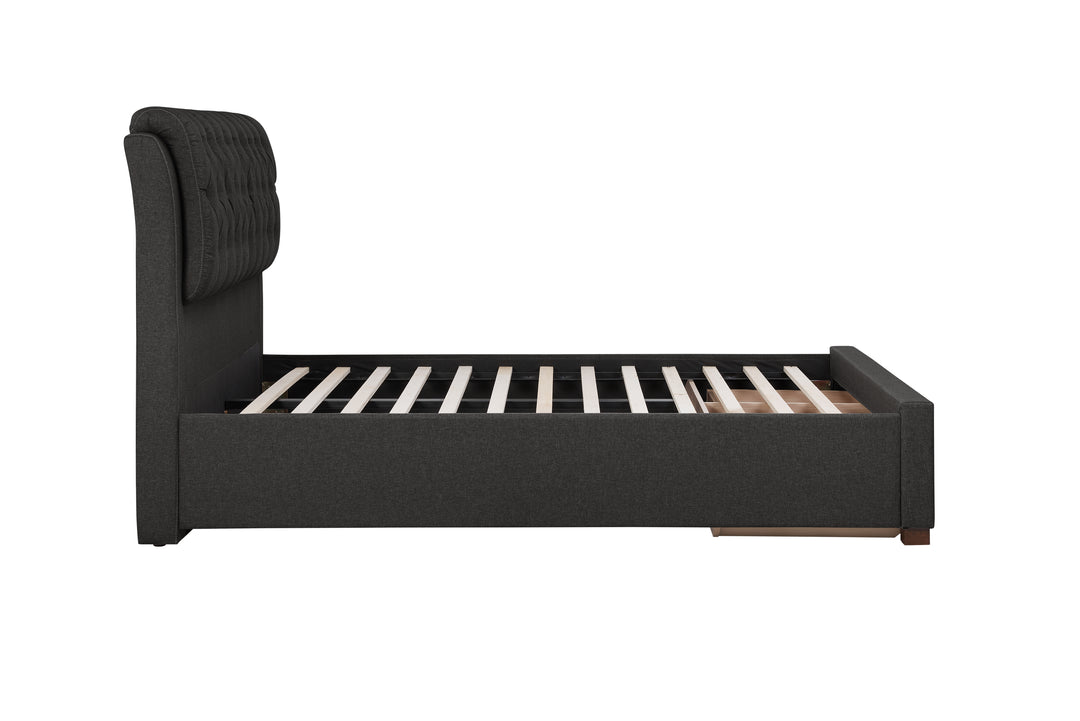 Valentino Upholstered Bed with Buttoned Headboard and Storage Drawers
